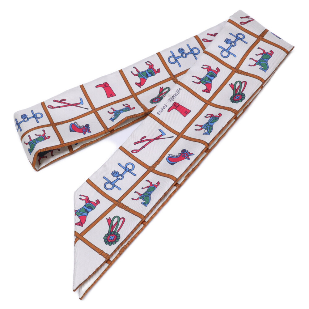 HERMES Couvertures et Tenues de Jour Horse Blanket Silk Twilly Scarf/Muffler ...